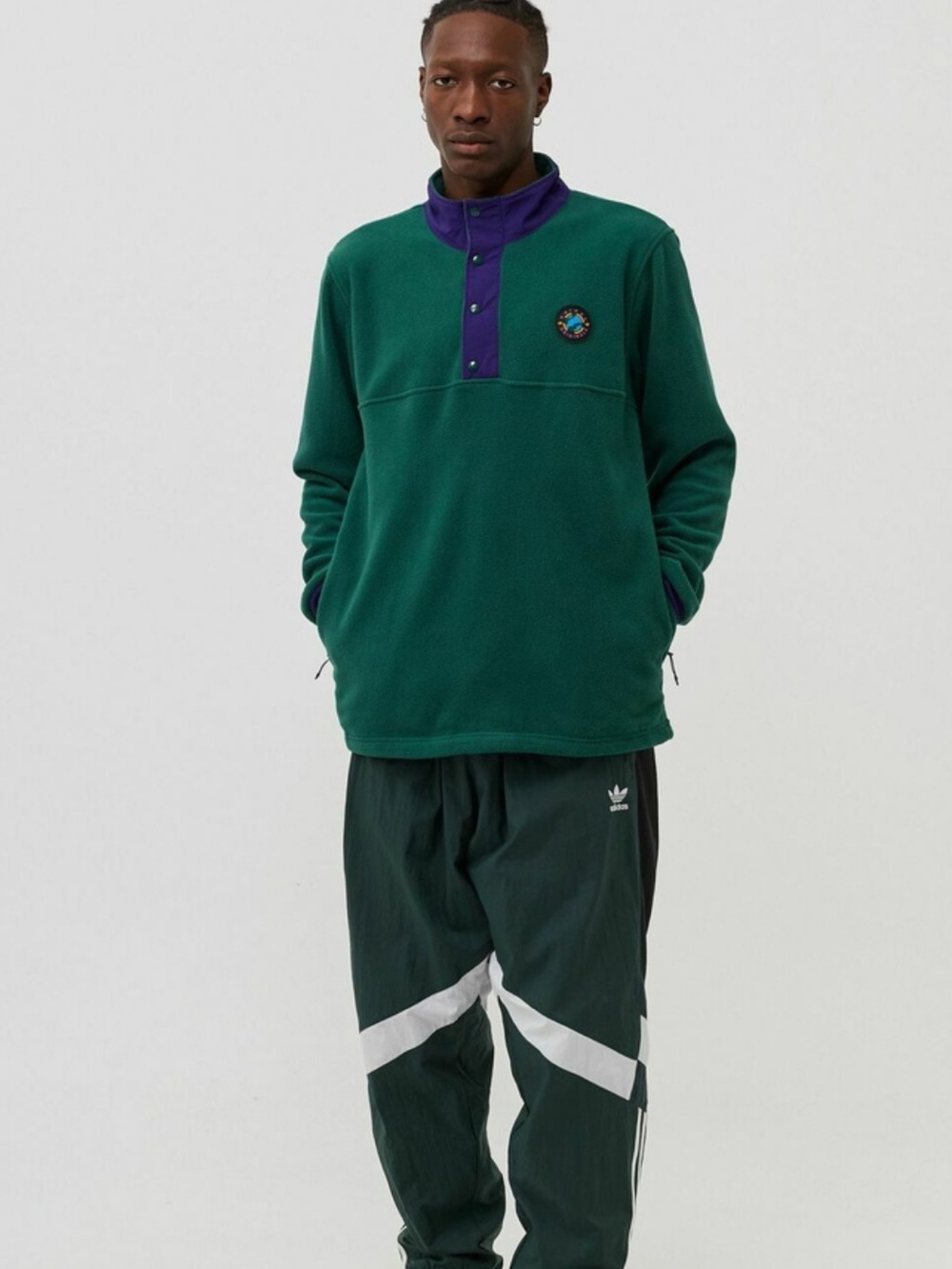 Adidas Wander Hour Snap Fleece Green Half Zips